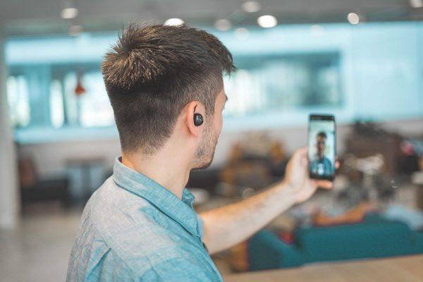 Man doing live video on phone